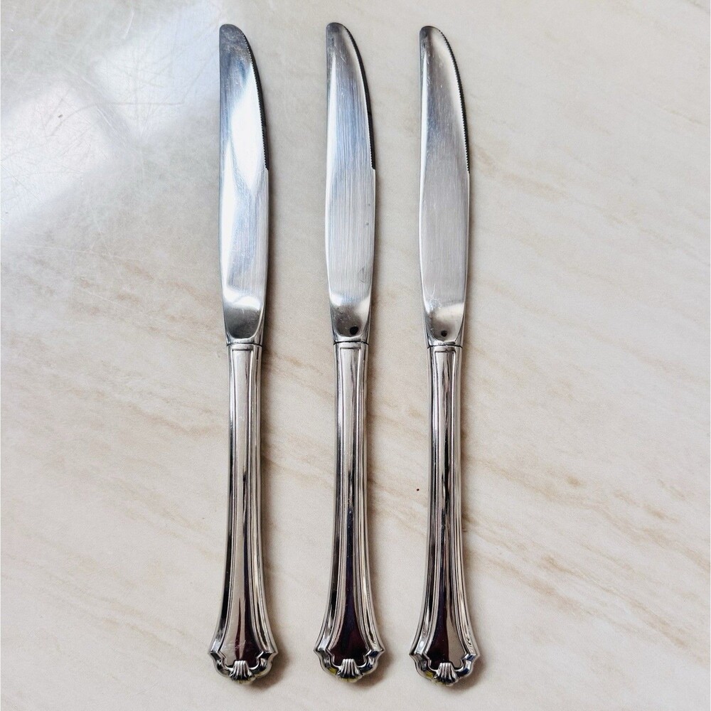 3pc ONEIDA Midtowne Stainless Dinner Knife 9” Hollow Glossy USA